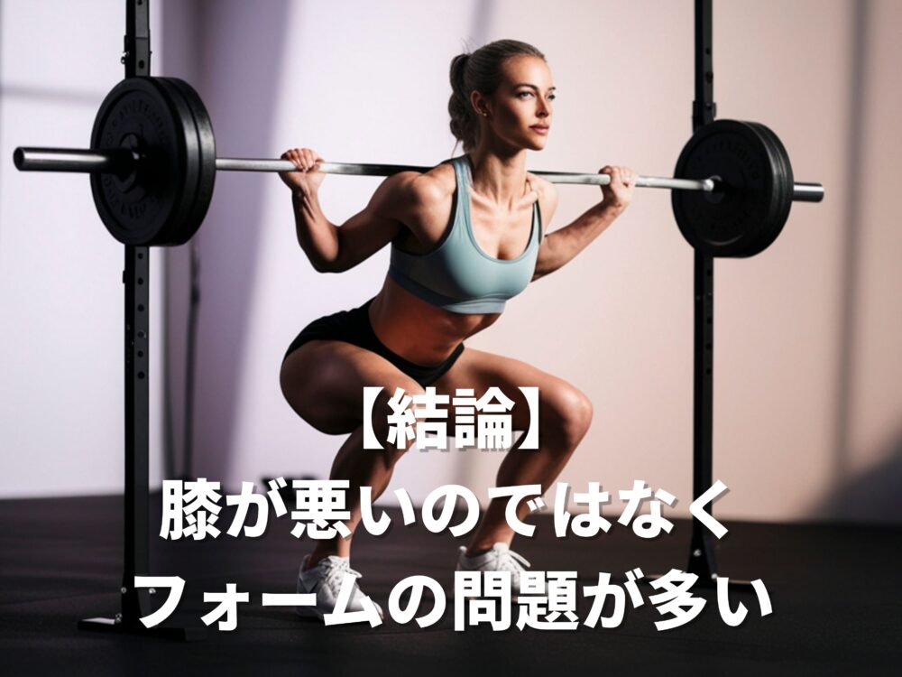 スクワットで膝が痛いのがフォームが原因であることがわかる画像